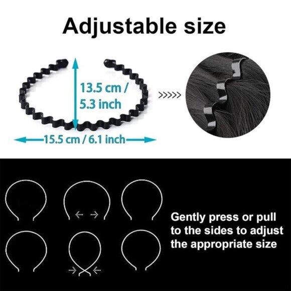 ⚡Men H-New 3pcs Metal Fashion Unisex Wavy Outdoor Sports Simple Elastic Headband